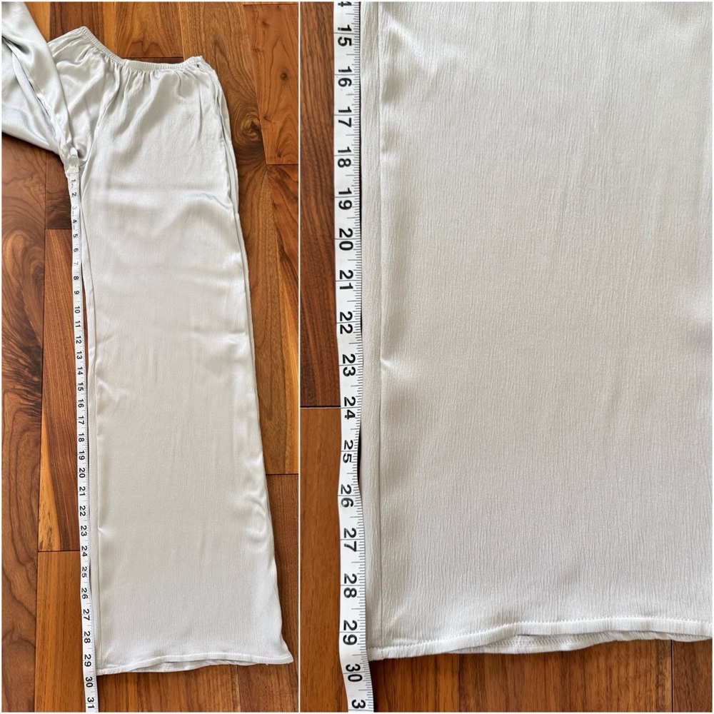 Zara SATIN EFFECT STRAIGHT LEG PANTS SILVER  size XS - Picture 10 of 17